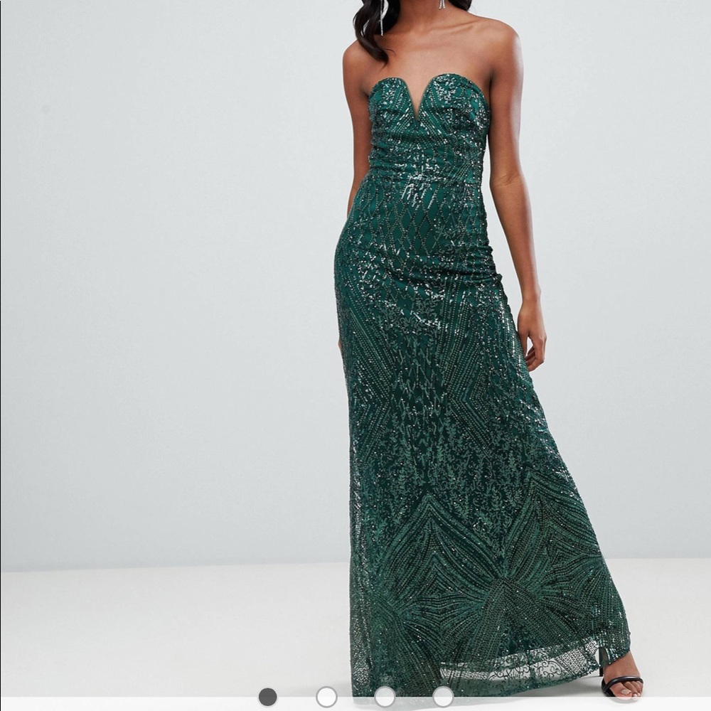 TFNC Tall patterned sequin bandeau maxi dress